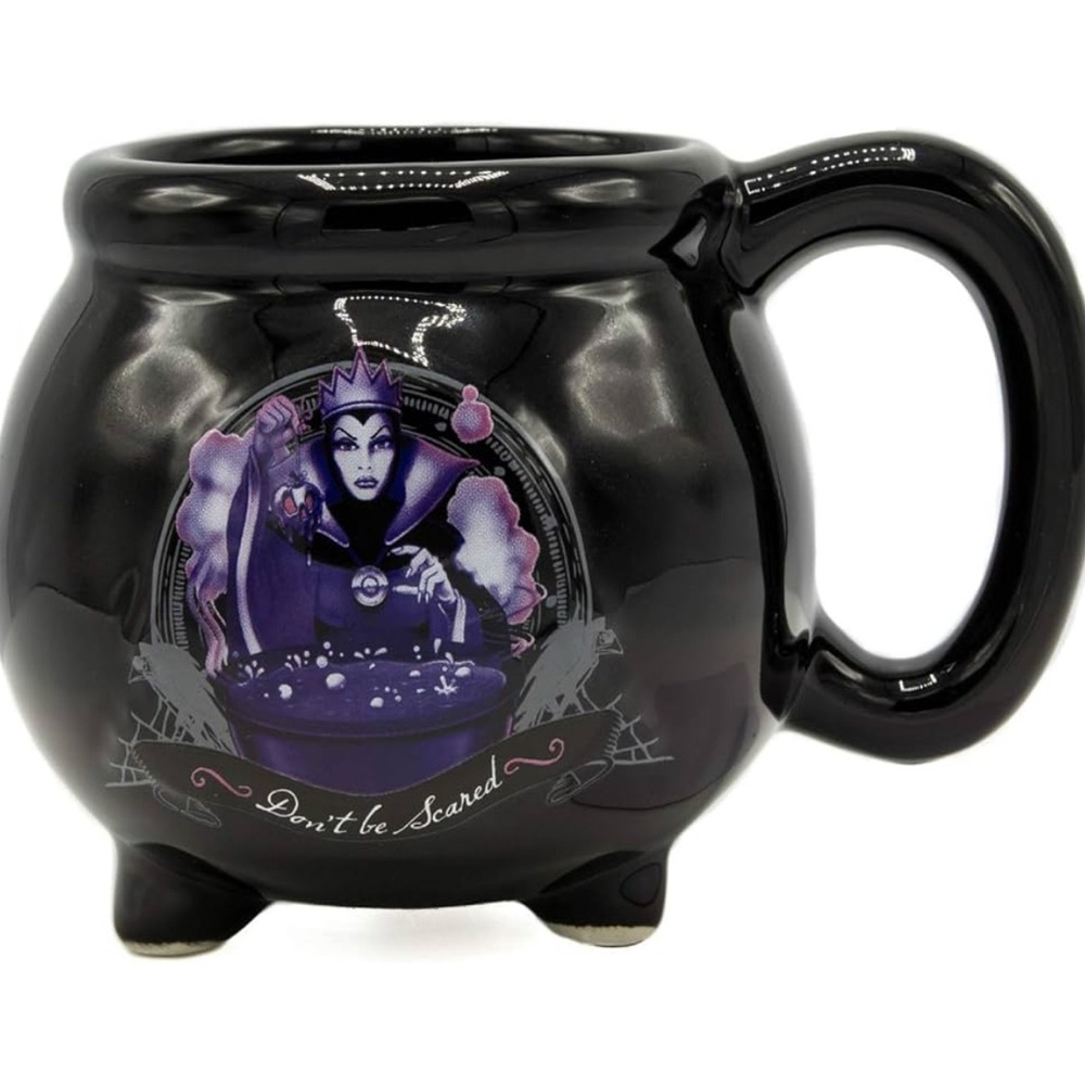 Black Cauldron Mug with Evil Queen Design